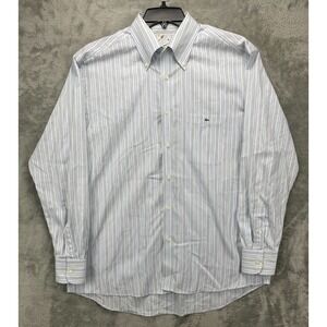VTG Lacoste IZOD Men's Shirt‎ 44 Light Blue Striped Long Sleeve Button Up
